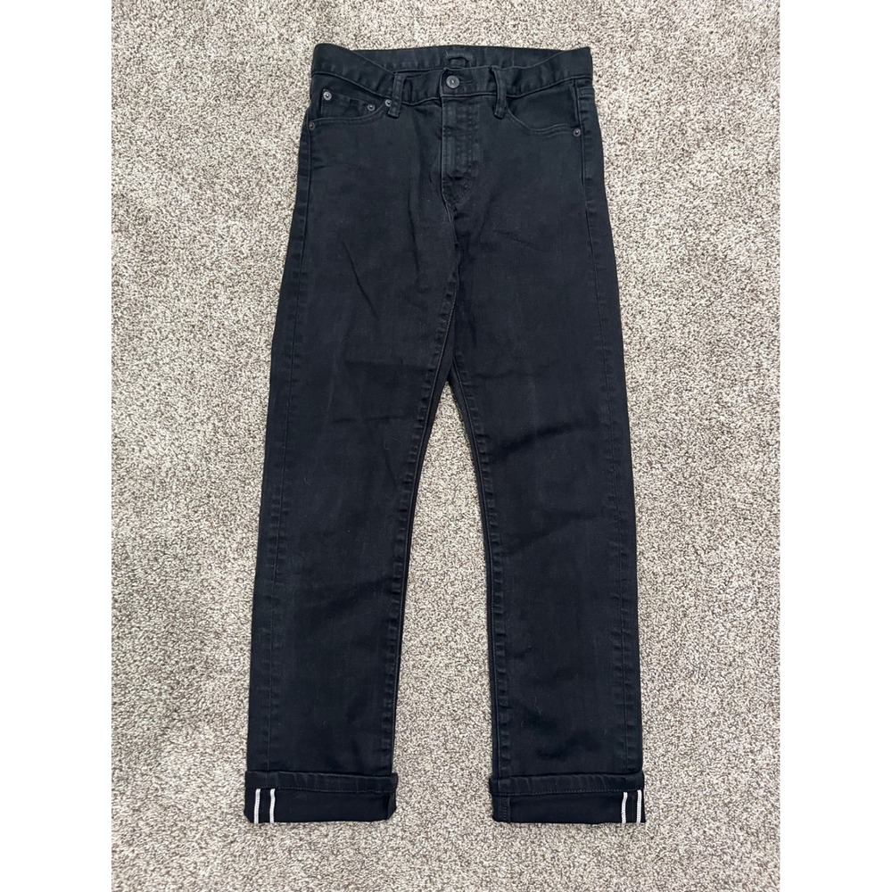 Uniqlo Jeans Mens ACTUAL 30x28 Black Slim Fit Selvedge Denim 321-461579